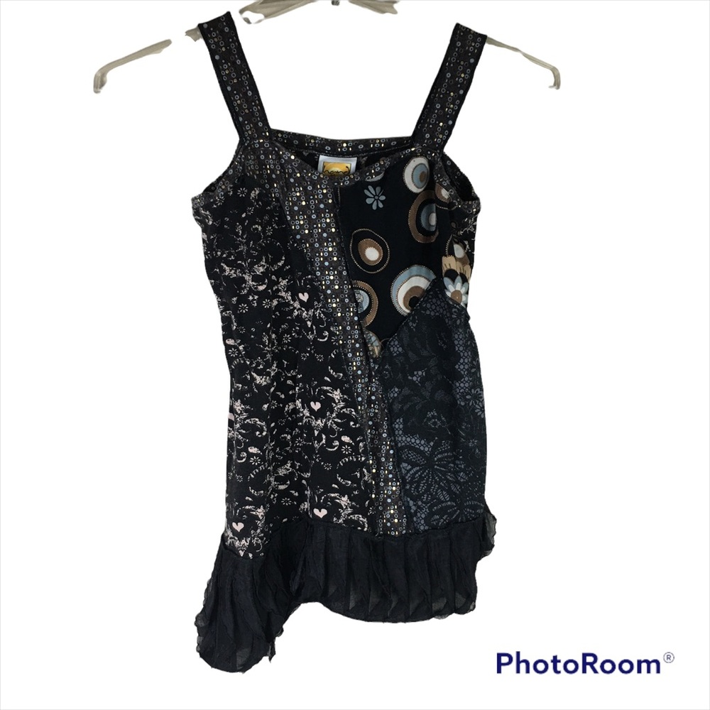 Vintage Y2K handmade Hand jive art to wear geometric tank top blouse